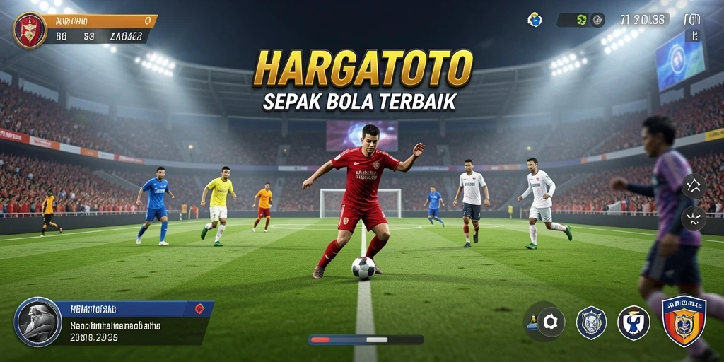 Screenshot HARGATOTO menampilkan aksi mendebarkan dalam permainan sepak bola.