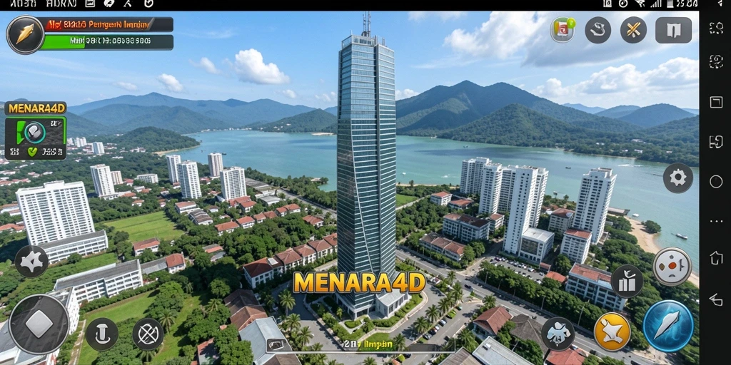 Tampilan menarik gameplay MENARA4D dengan desain menara kreatif.