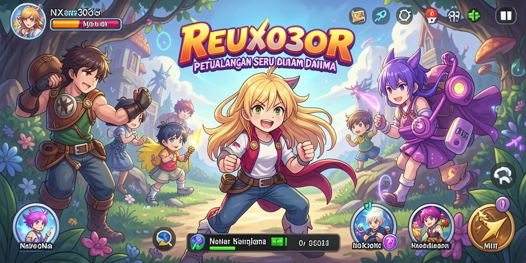 Gambaran gameplay dalam NX303 yang penuh aksi dan karakter Anime.