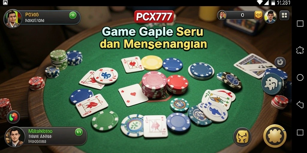Gameplay seru Gaple di PCX777 dengan interaksi antarpemain.
