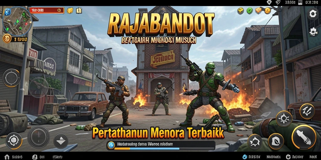 Tampilan gameplay seru dari RAJABANDOT dengan pertahanan menara yang kuat.