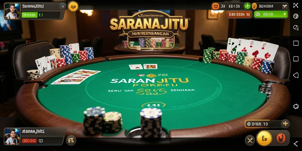 Tampilan screenshot dari gameplay Poker SARANAJITU yang mendebarkan.