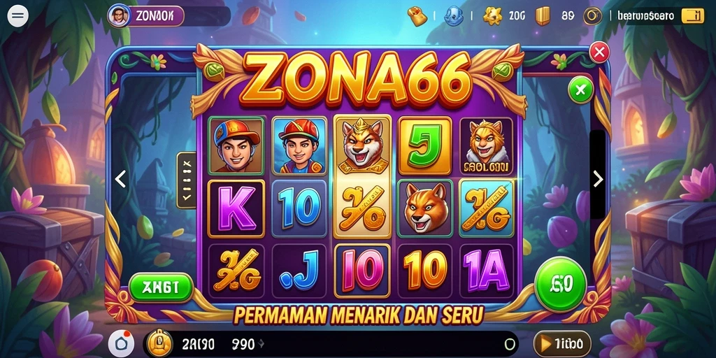 Tampilan gameplay ZONA66 yang menarik dengan berbagai tema slot.